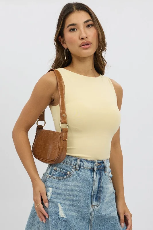 Yellow Tank Top Sleeveles Boat Neck Supersoft