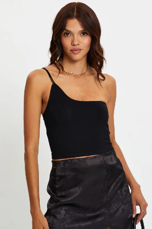 Black One Shoulder Cami Top