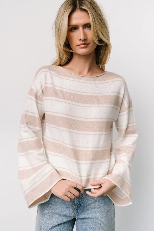 Astoria Striped Top | Ivory + Sand