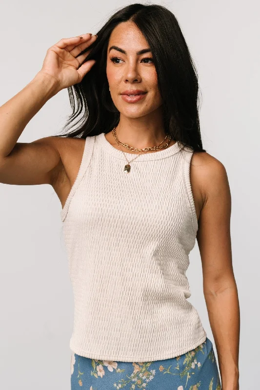 Raye Textured Tank Top | Cream