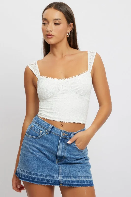 White Lace Top Sleeveless