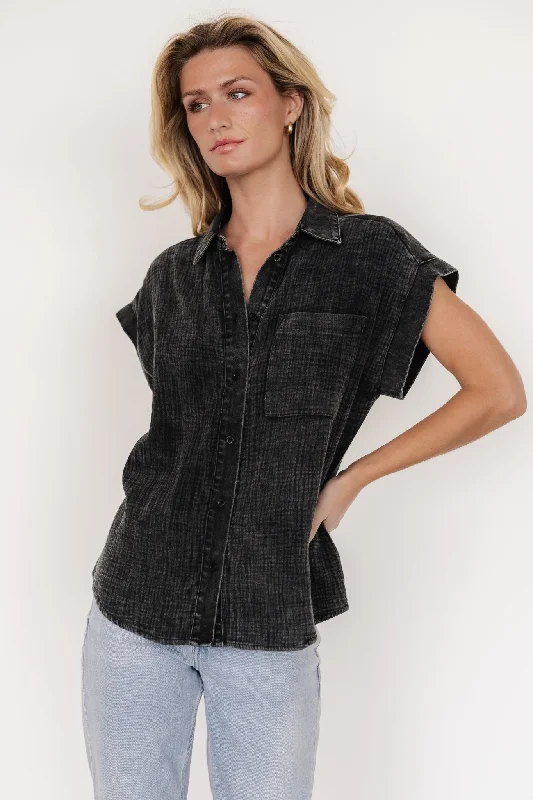 Jaye Button Top | Washed Black