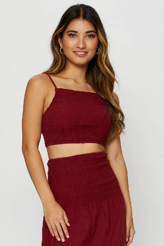 Brown Singlet Top Sleeveless Crop Square Neck