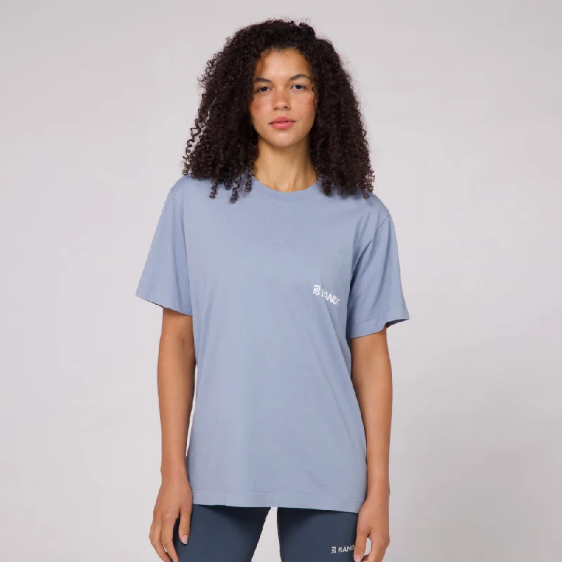 Current Tee, Unisex - Smokey Blue with White