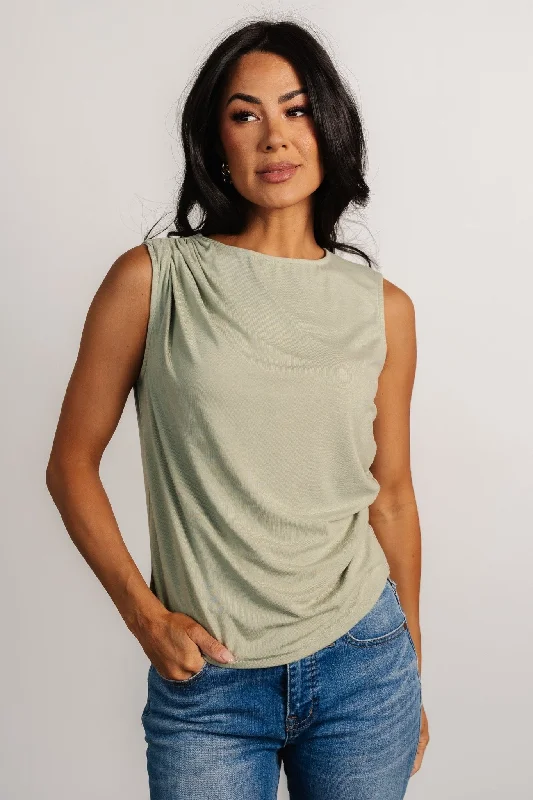 Jia Ruched Tank Top | Light Sage