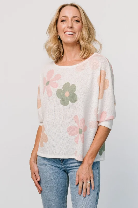 Flower Knit Top | Cream Multi