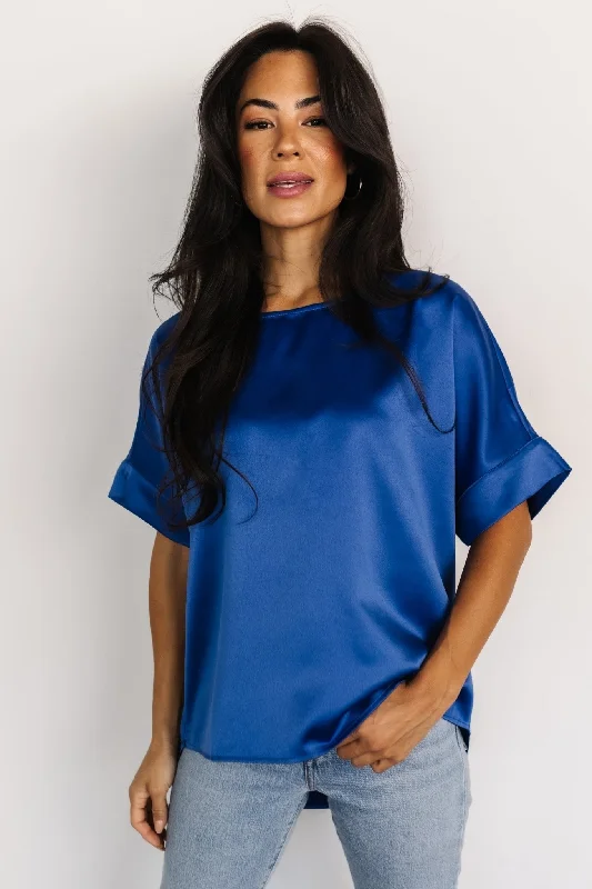 Rory Satin Top | Cobalt