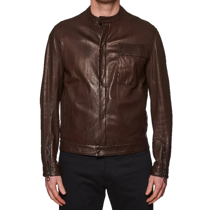 SERAPHIN Brown Lamb Leather Unlined Jacket FR 50 NEW US M