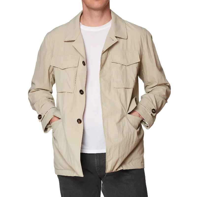 KITON KIRED Litek "Bugna" Beige Unlined Field Rain Safari Jacket EU 50 US M