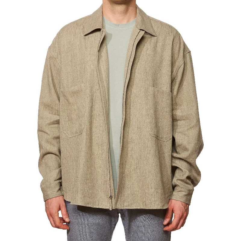 THE ROW "Amoneto" Beige Linen-Cashmere Jacket Overshirt NEW US L