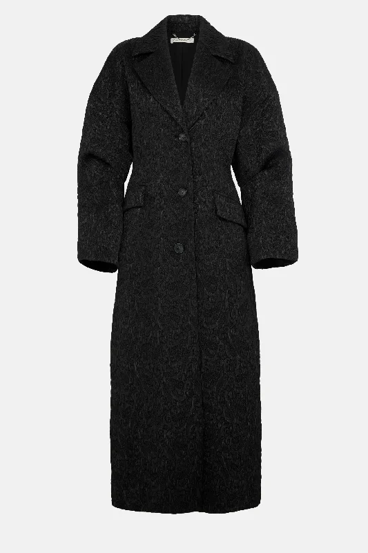 Jaya Tailored Coat in Black Seersucker Cloqué