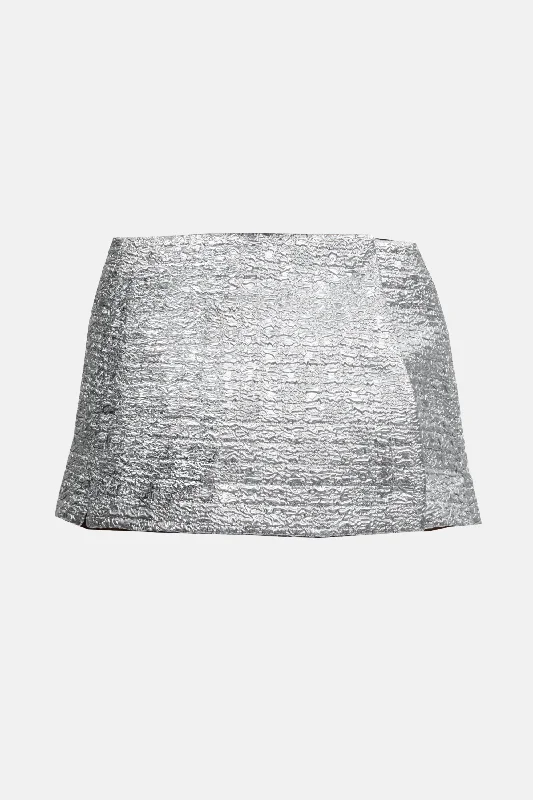 Bibiana Wrap In Silver Metallic Seersucker