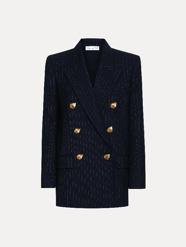 Pinstriped Double-Breasted Jacket