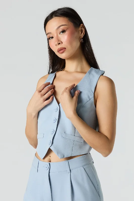 Cropped Button-Up Vest