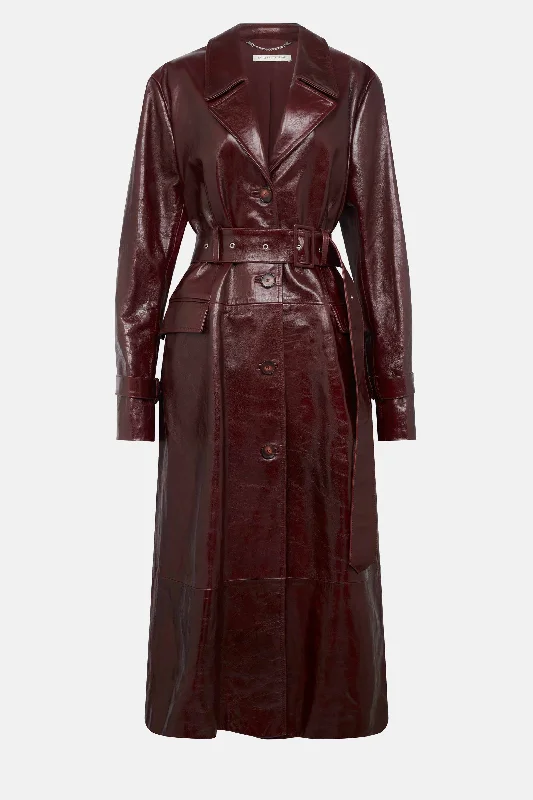 Brady Trench Coat in Oxblood Leather