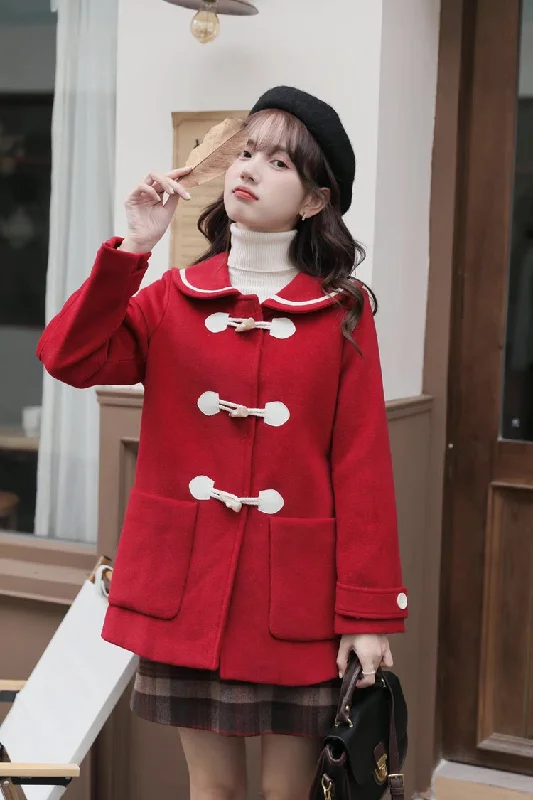 Peter Pan Collar Toggle Duffle Coat (2 Colors)