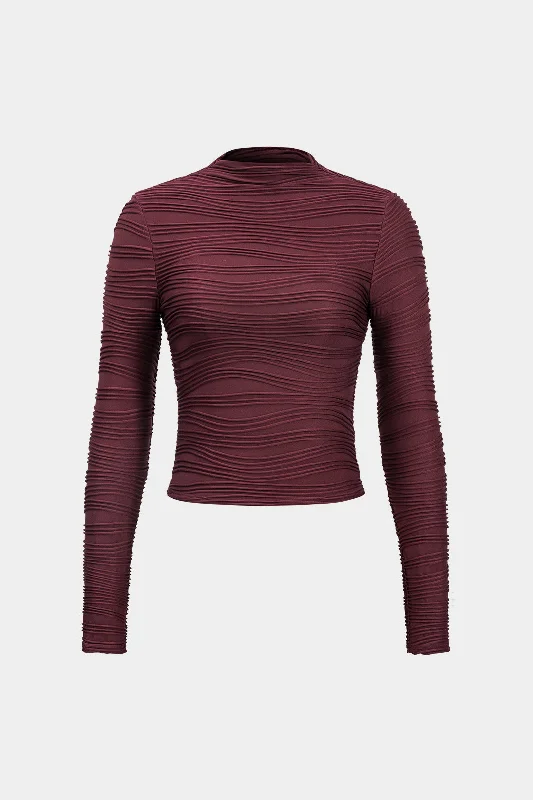 Basic Textured Long-Sleeve Top