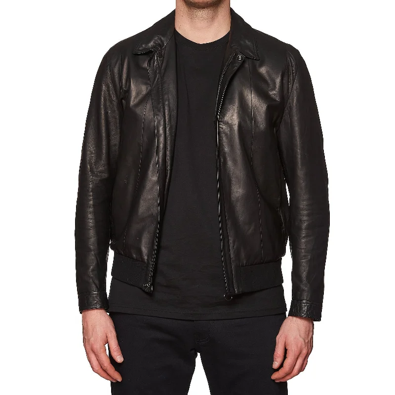 SERAPHIN Black Lamb Leather Fully Lined Bomber Jacket FR 50 US M