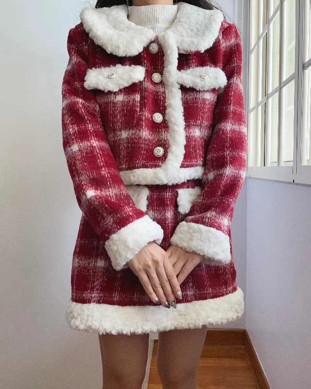 Cranberry Jam Plaid Sherpa Set (Red)