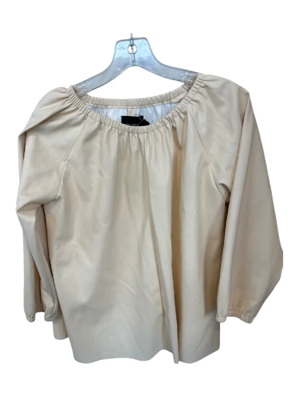 Dolce Cabo Size M Cream Vegan Leather Long Sleeve Top