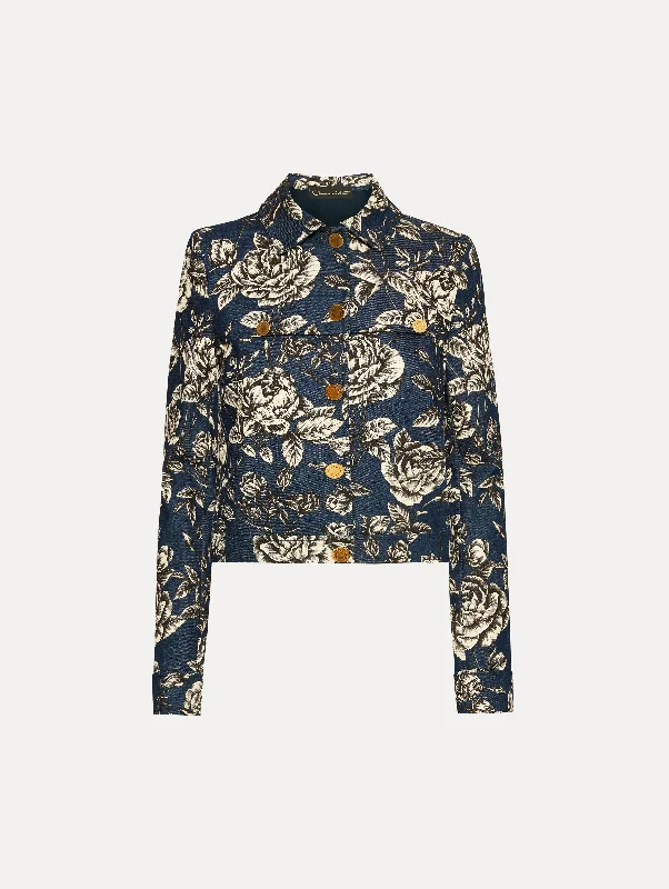 Rose Printed Denim Jacket