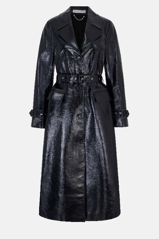 Brady Trench Coat in Navy Leather