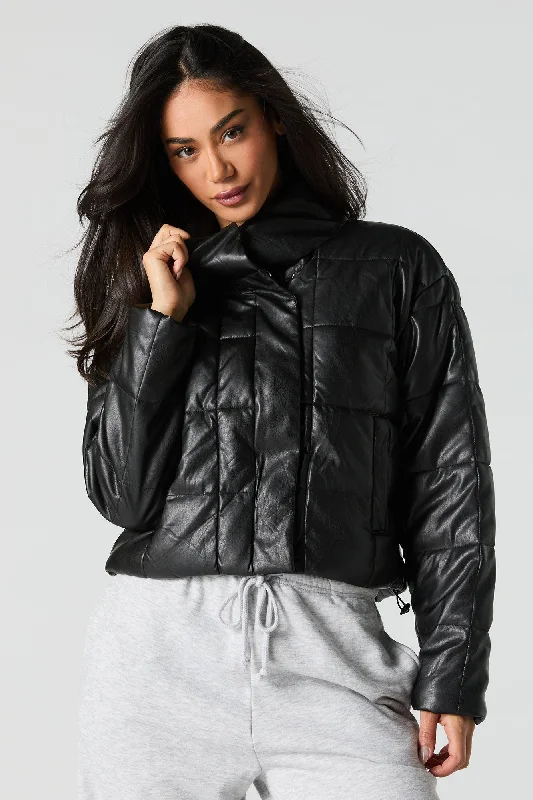 Quilted Faux Leather Jacket