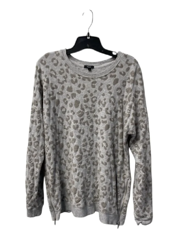 Rails Size Large Gray & Brown Cotton Blend Long Sleeve Animal Print Top