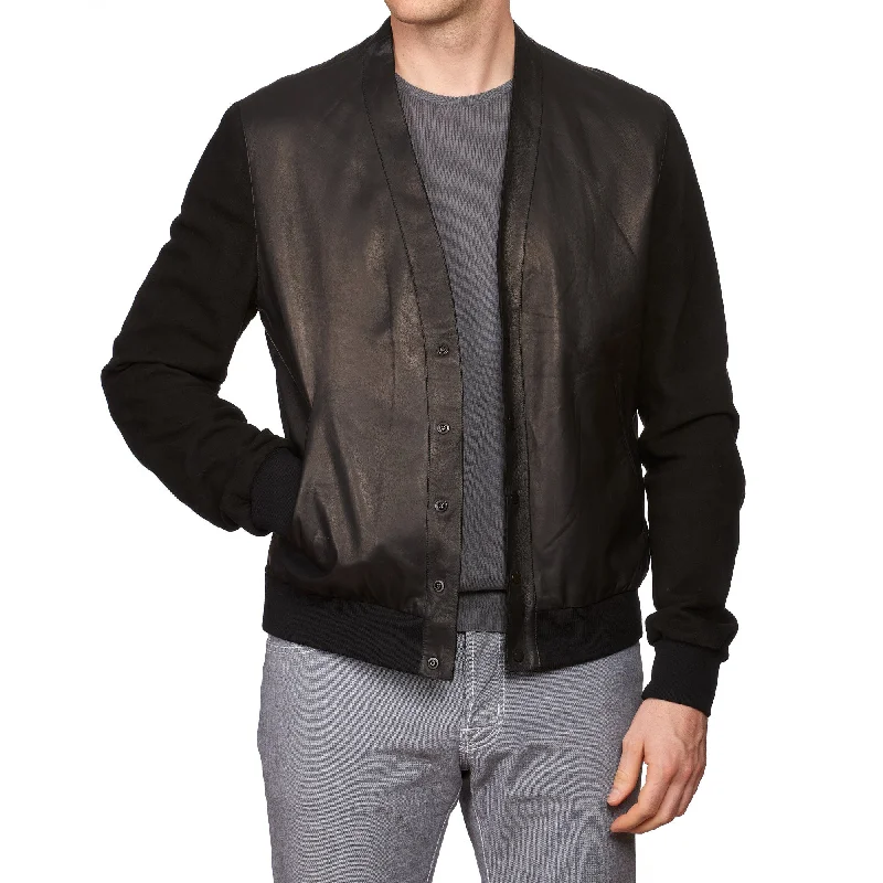 SERAPHIN Black Lamb Nappa & Suede Unlined Jacket Blouson FR 52 US L NEW