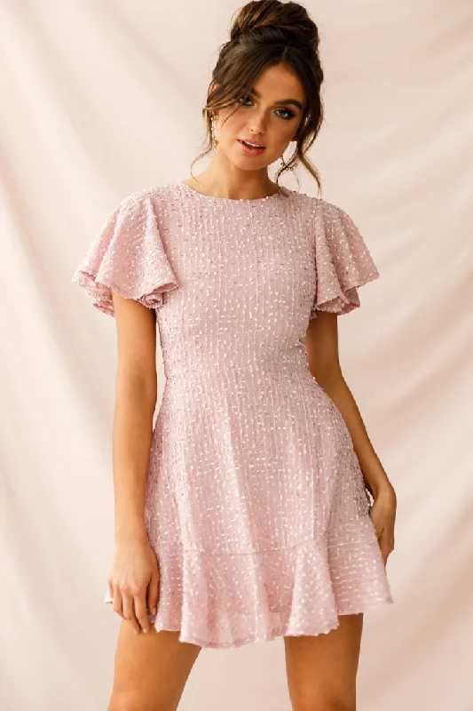 Isabelle Angel Sleeve Empire Dress Blush