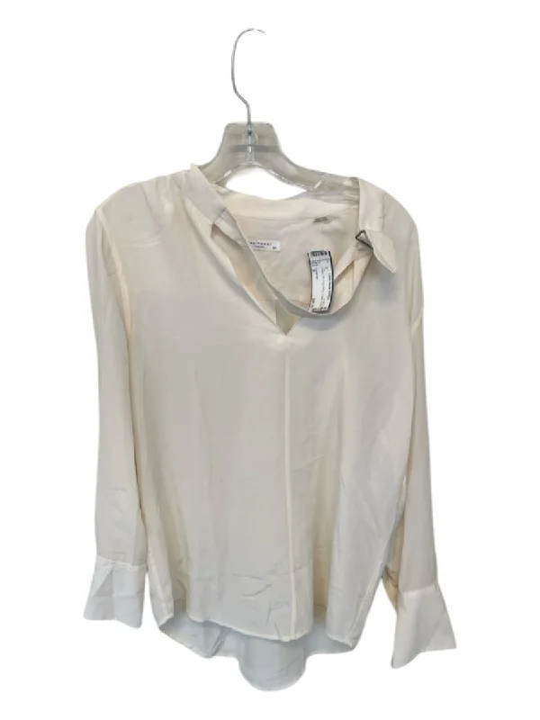 Equipment Size S Cream Silk Long Sleeve V Neck Top