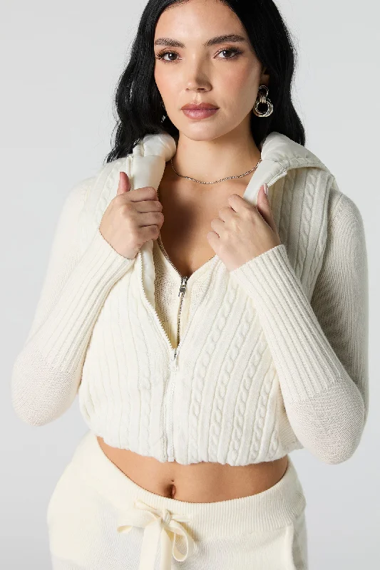 Cable Knit Hooded Vest