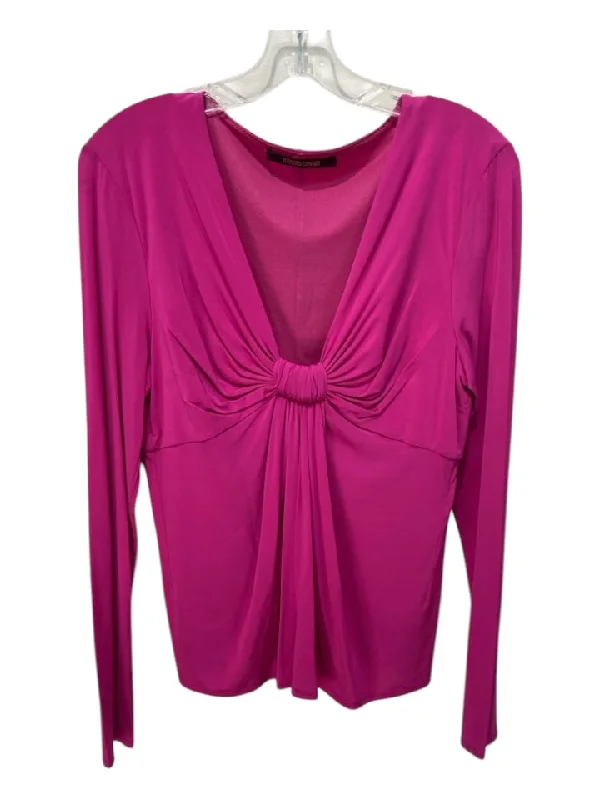 Roberto Cavalli Size 46 Pink Viscose Knot Detail Long Sleeve Top