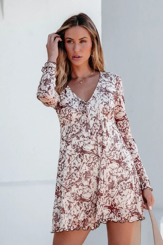 Brown Floral Print Romper Dress - FINAL SALE