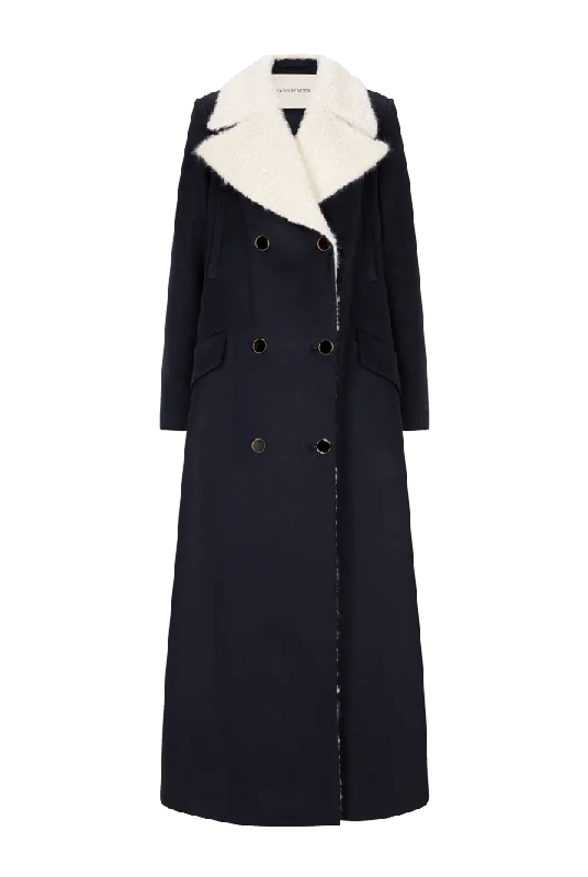 Double Breasted Coat with Oversized Alpaca Collar