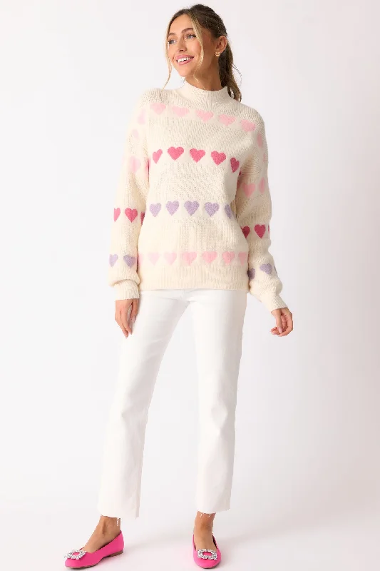 Hearts In Your Eyes Ivory Mock Neck Sweater