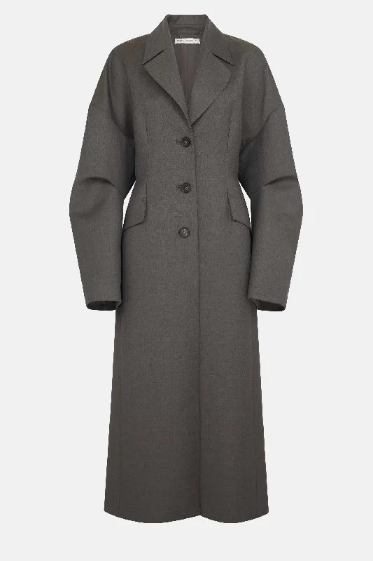 Jaya Tailored Coat in Ash Grey Seersucker Merino