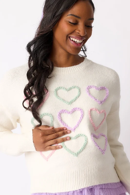 You & Me Ivory Heart Stitch Sweater