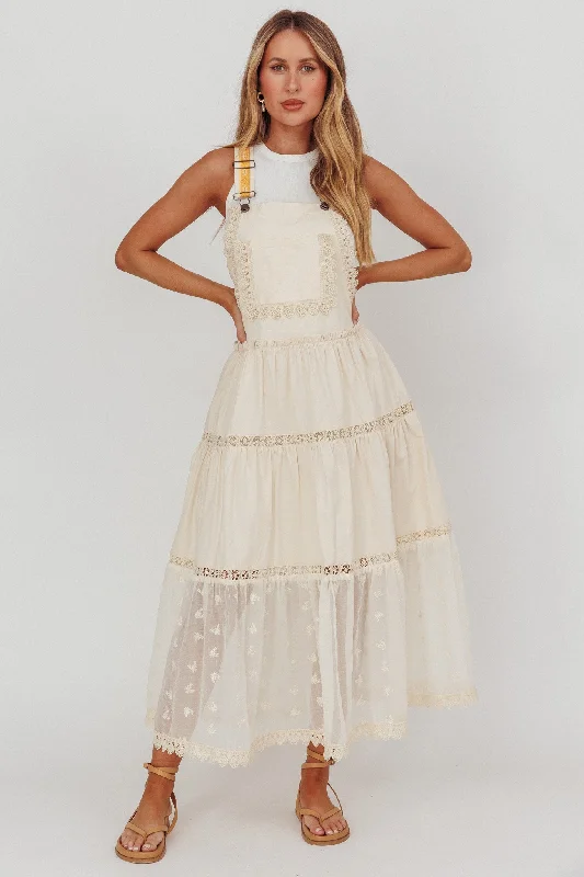 Odeyah Lace Trim Overall Dress Champagne