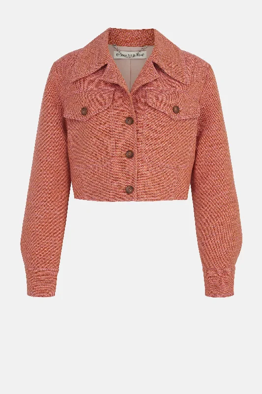 Nics Jacket In Rose & Tan Chevron Weave