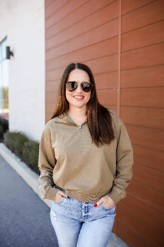 Warm Emotions Half Zip Sweatshirt - Mocha