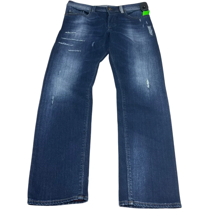 Jeans Straight By Diesel In Blue Denim, Size: 12