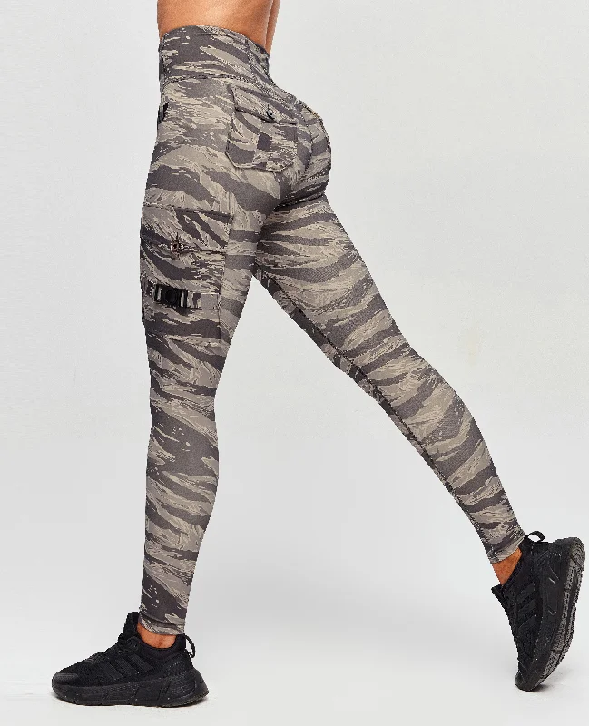 Cargo Fitness Leggings - Tiger Stripe Camo