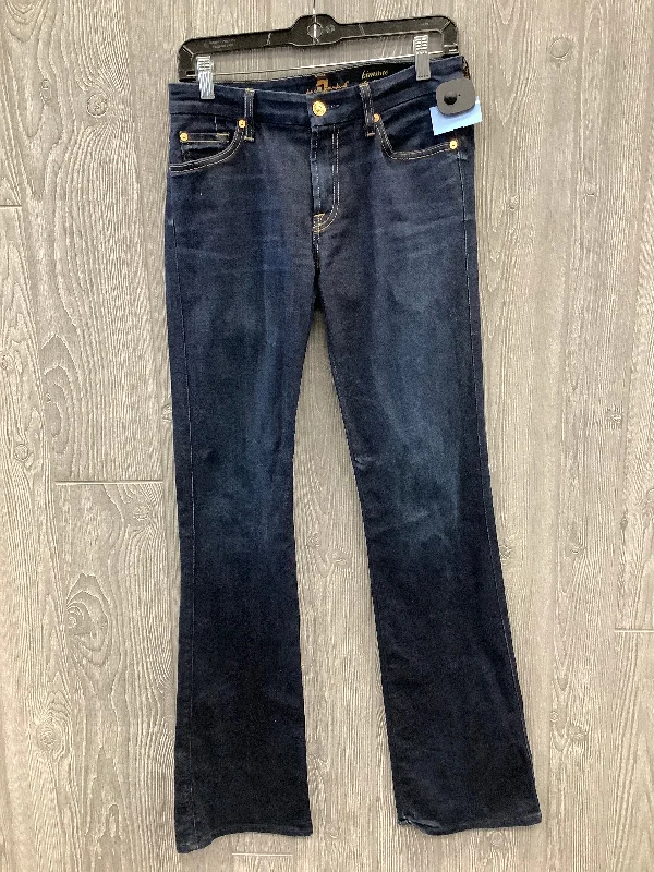 Jeans Boot Cut By 7 For All Mankind In Blue Denim, Size: 6