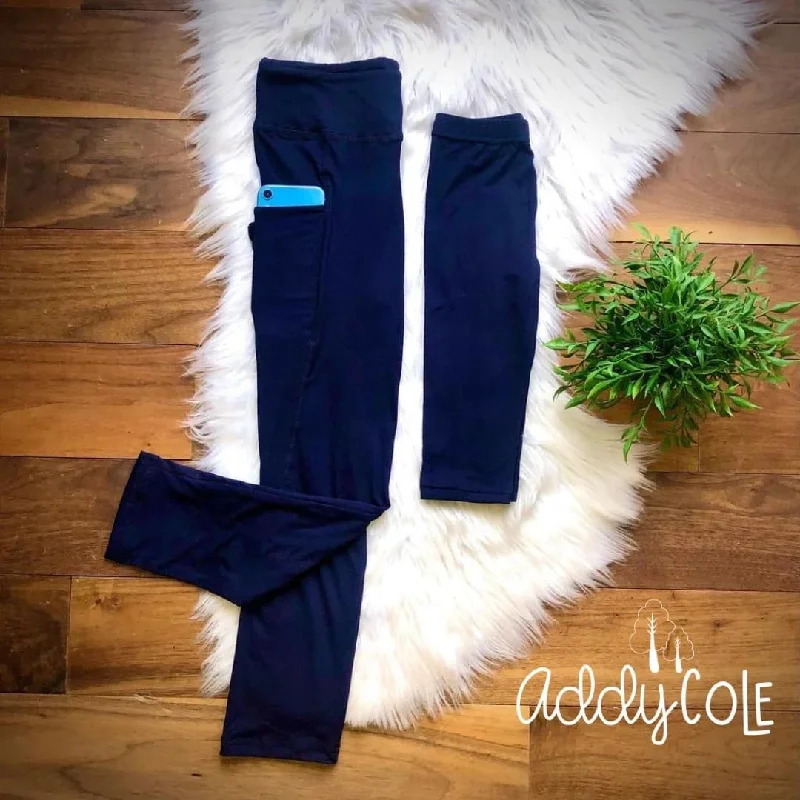 Navy Mommy & Me Pocket Capri Leggings