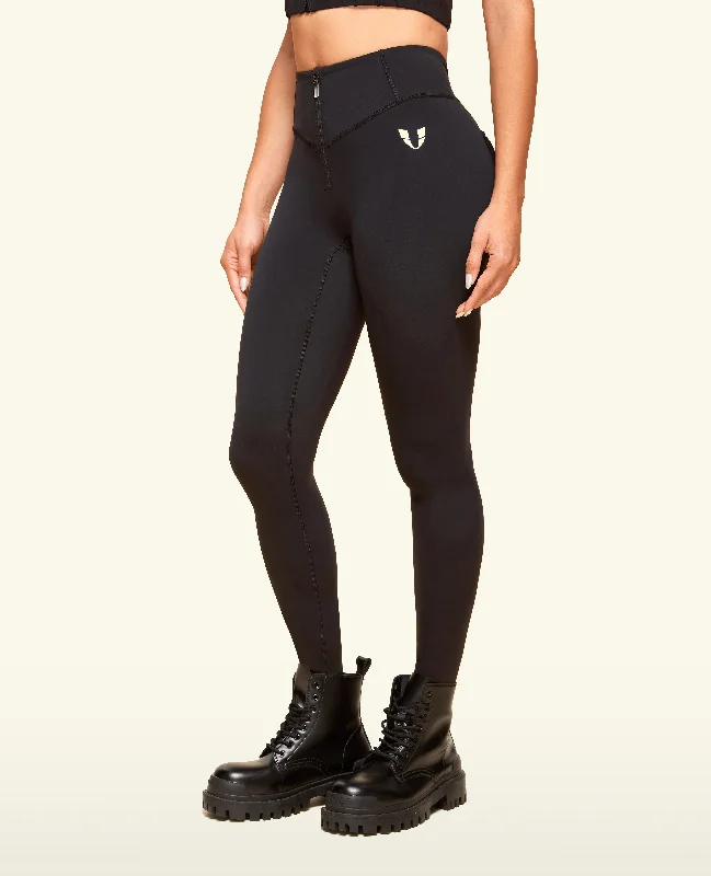 Zip Front Pocket Powerful leggings - Black