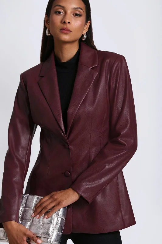 Faux-Ever Leather Sculpted Blazer