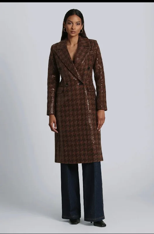 Sequin Houndstooth Tailored Coat